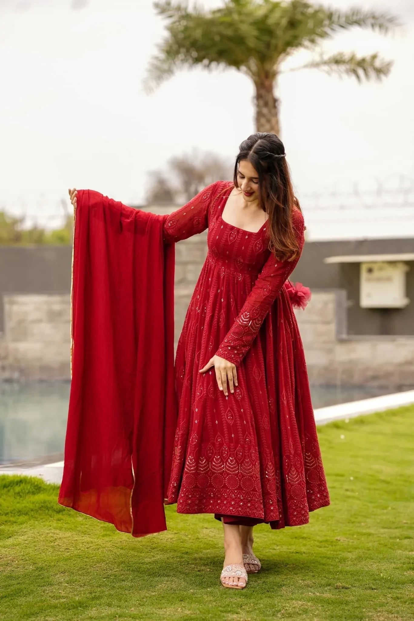 MANYATA PREMIUM QUALITY MAROON RED SUIT SET