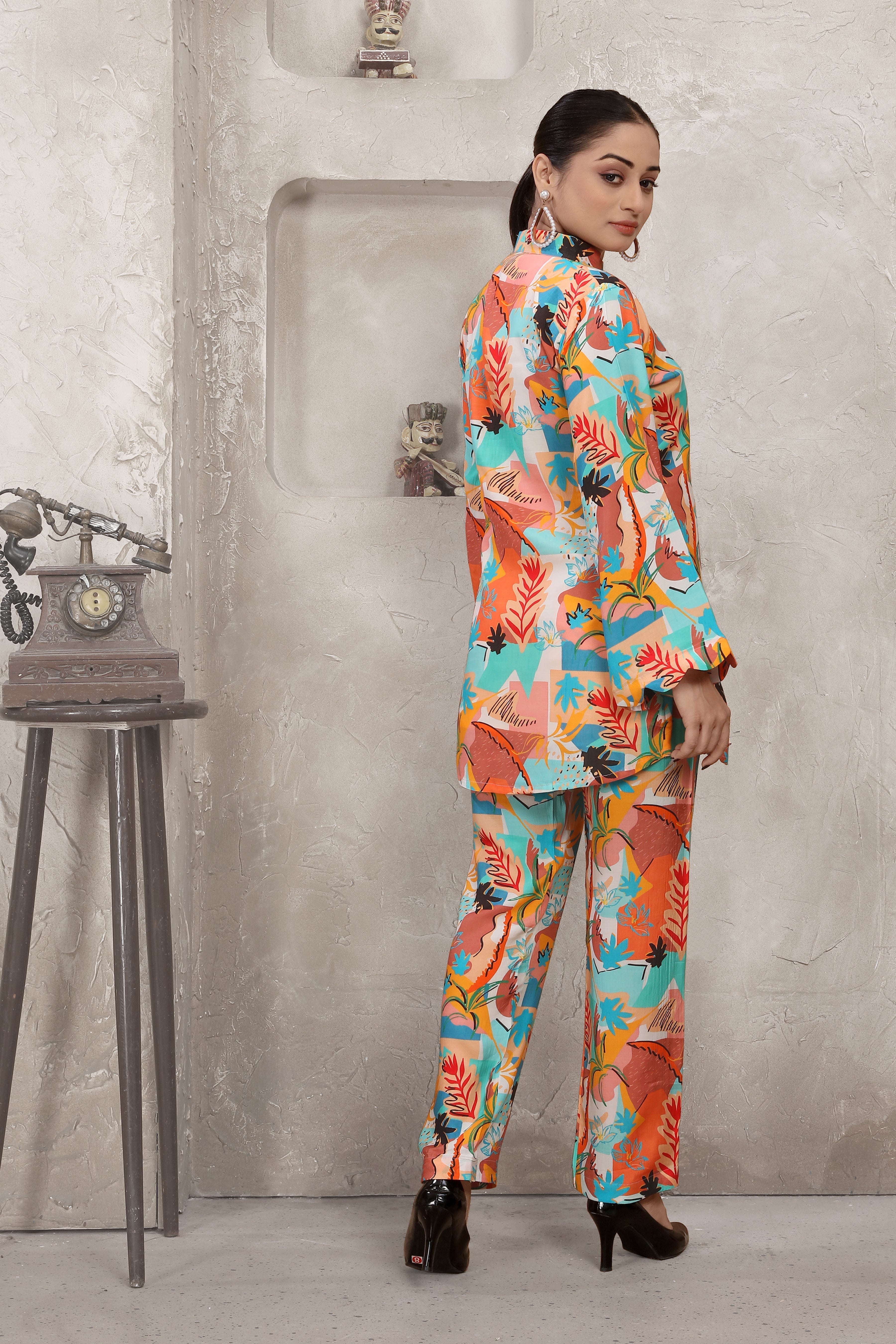 Orange and Blue Tree Print SpatialSpot Co-Ord Set